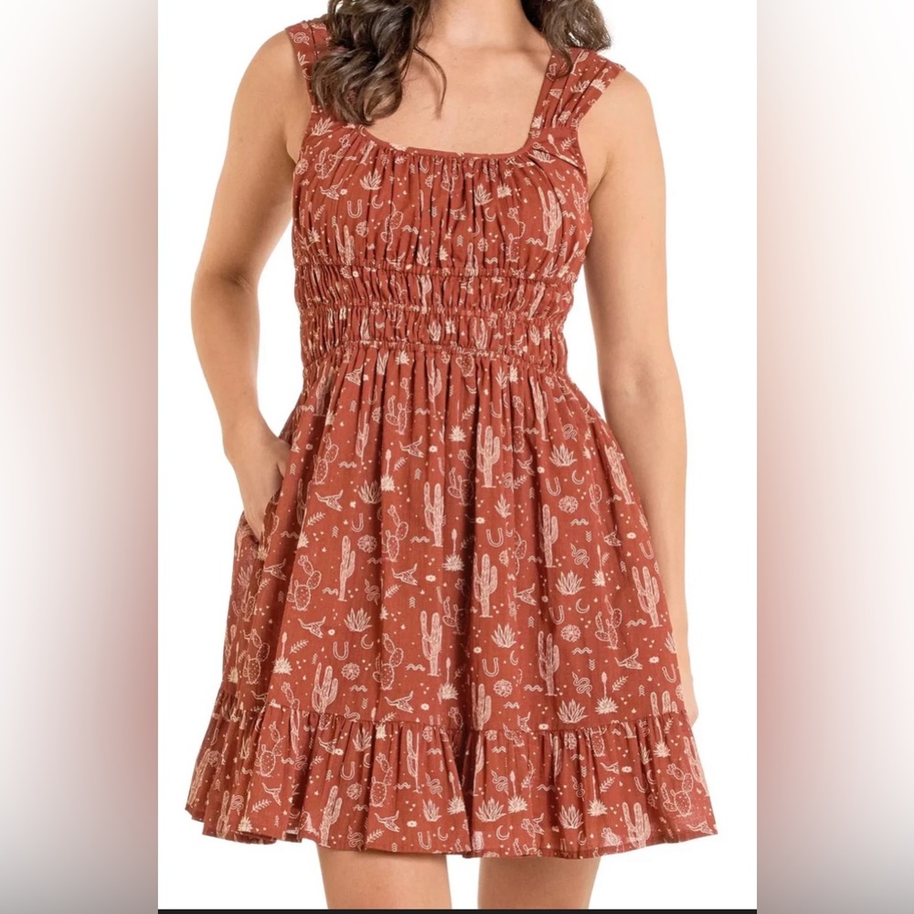 Rust Floral-Print Sundress